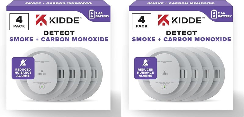 Kidde Smoke & Carbon Monoxide Detector, AA Battery Powered, LED Warning Light Indicators, (Pack of 8) - Image 1
